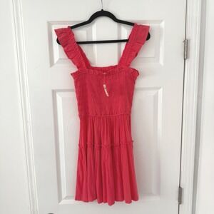 aerie Coral Pink Mini Dress with Ruffled Straps